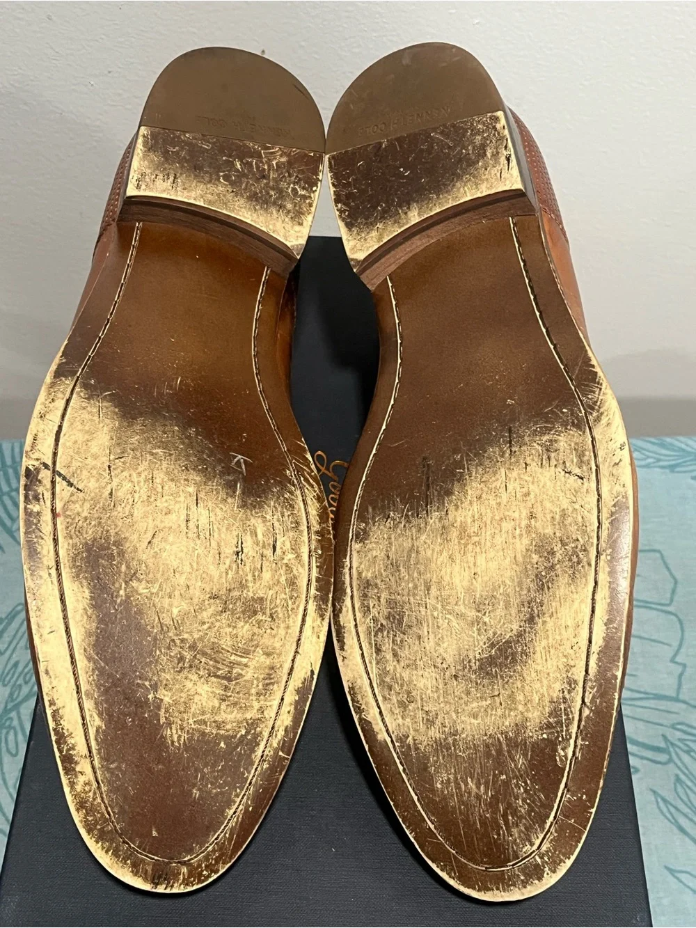 Kenneth Cole Tan Perforated Leather Oxford Shoes